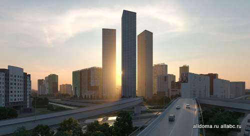 Высотный комплекс Wellton Towers, строительство которого ведется в 75 квартале Концерном «КРОСТ» - три жилых небоскреба sky-класса высотой от 50 до 60 этажей
